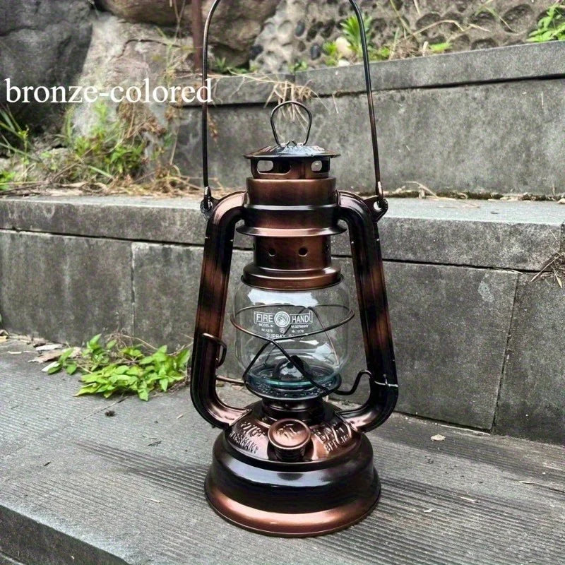 276 lámpara de queroseno retro con forma de caballo y mano de fuego, luz portátil para camping, barbacoa, tienda de campaña al aire libre, iluminación de emergencia