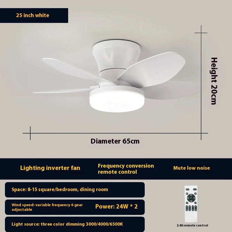 Ventiladores de techo de 25 pulgadas con luces y control remoto, ventilador de techo de montaje empotrado, ventiladores de techo de perfil bajo con motor de CC silencioso reversible para sala de estar