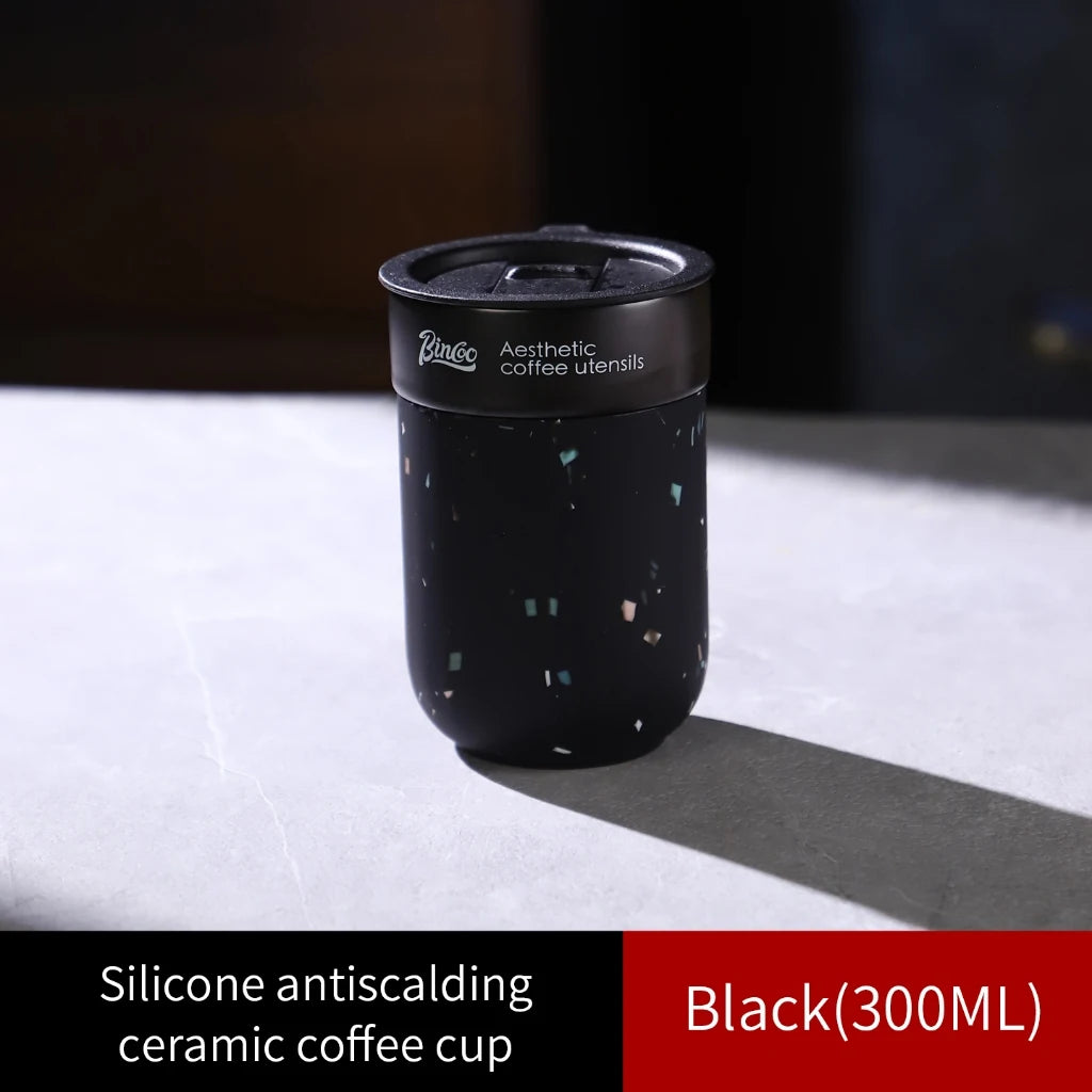 Taza de café BINCOO con revestimiento de cerámica, vaso térmico, taza de café aislada, portátil para oficina, viajes y exteriores, 300ML