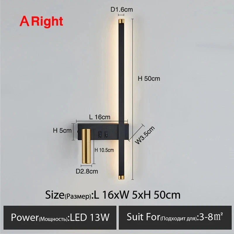 Lámparas de pared nórdicas modernas luces LED para habitación, decoración del hogar, lámpara de cabecera interior, lámparas de aplique de pared para sala de estar, sofá de fondo