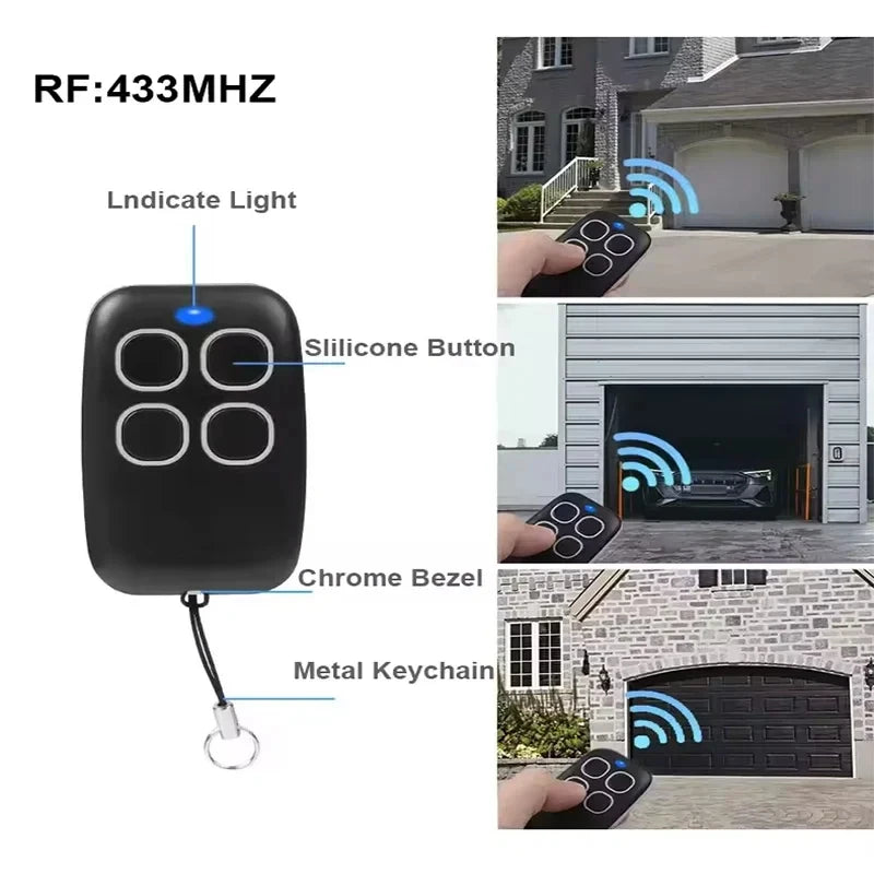 Duplicador de control remoto RF para puerta de garaje 433MHz Clonador de código para llavero de puerta Transmisor manual de comando de 4 botones impermeable