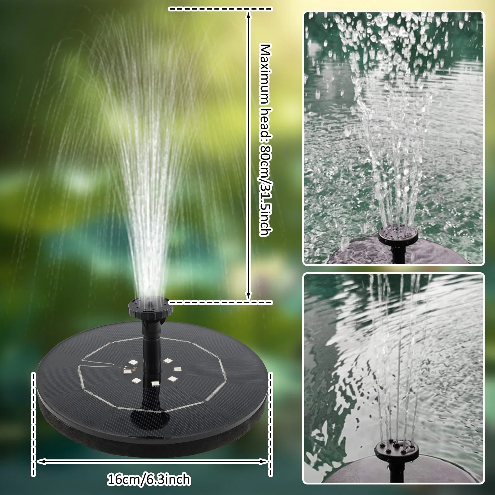 Fuente solar colorida de 1W/2.5W, flotante, para baño de pájaros, jardín, estanque, bomba de fuente de agua solar para decoración de jardín exterior