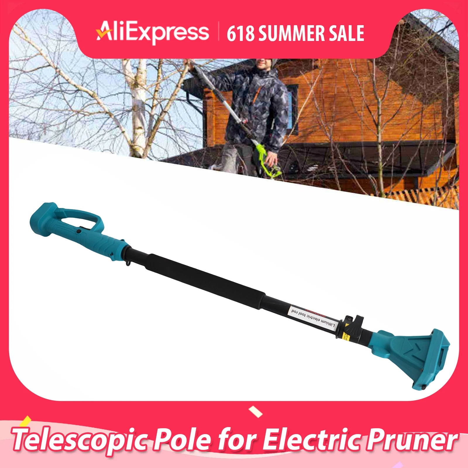 Tijeras de podar inalámbricas con pértiga telescópica, eficientes y antideslizantes, de aleación de aluminio, versátiles, azules, para jardín