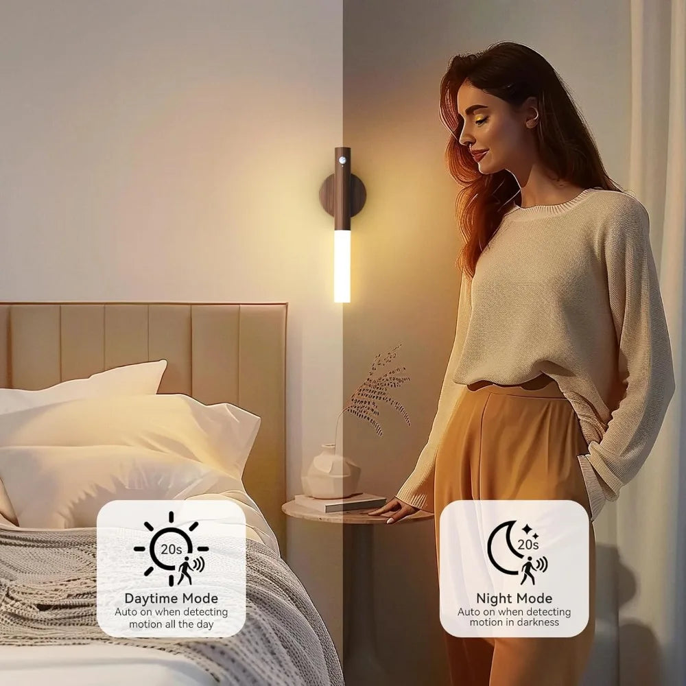 Luz nocturna inteligente con sensor de movimiento corporal, luz de pared LED recargable para pasillo o armario, luz de inducción para inodoro doméstico