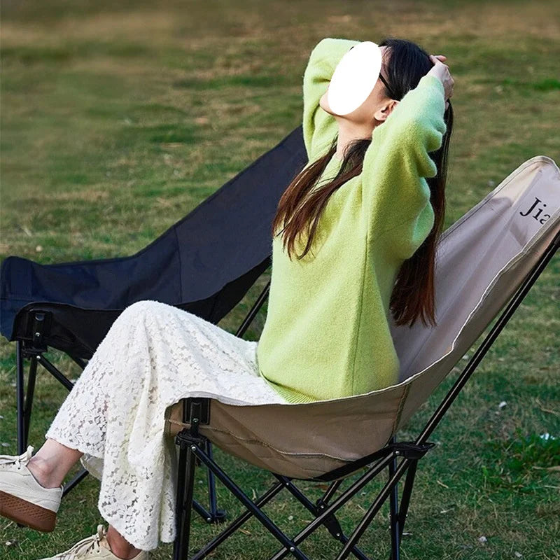 Silla luna de respaldo alto de 1 pieza, juego de mesa y sillas de comedor para pícnic y barbacoa al aire libre, silla plegable portátil
