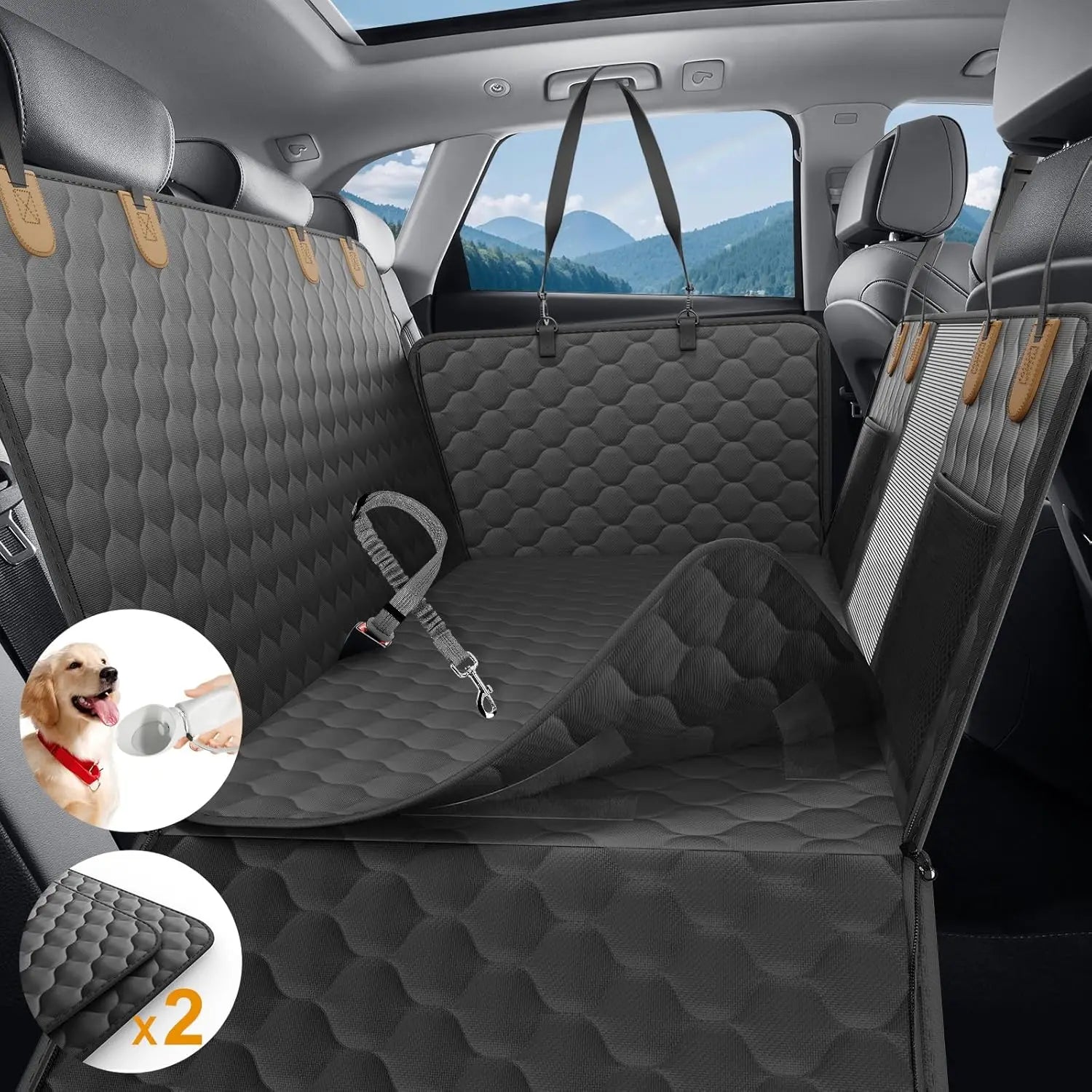 Funda de asiento de coche para gatos para el asiento trasero, 100% impermeable, a prueba de arañazos, antideslizante, 600D de alta resistencia, a prueba de arañazos, duradera