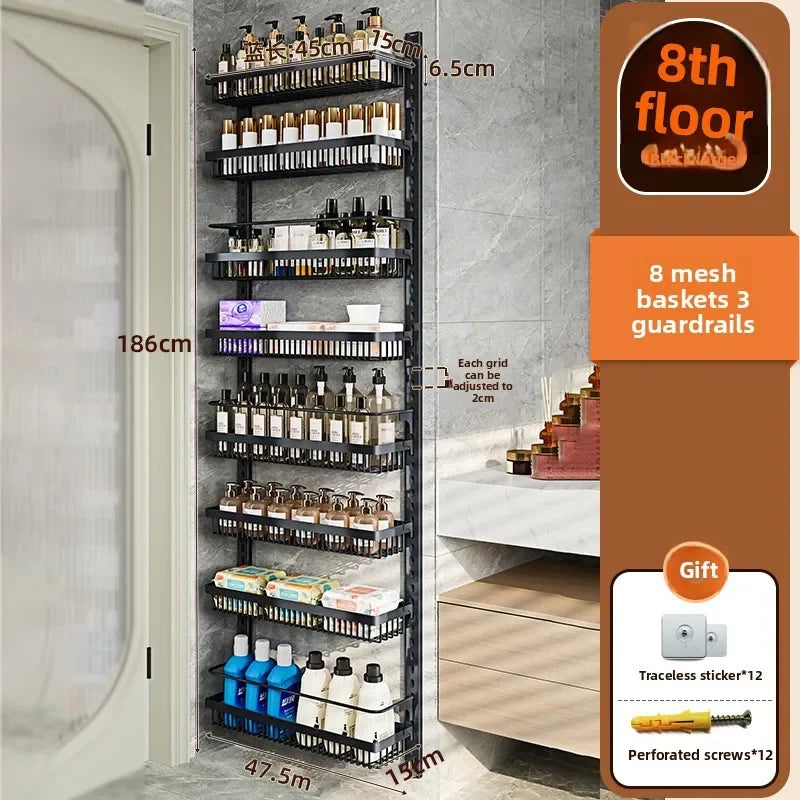 Estante de almacenamiento de especias y condimentos de pared multicapa ajustable para gabinete de cocina, sin perforaciones, para colgar en la pared