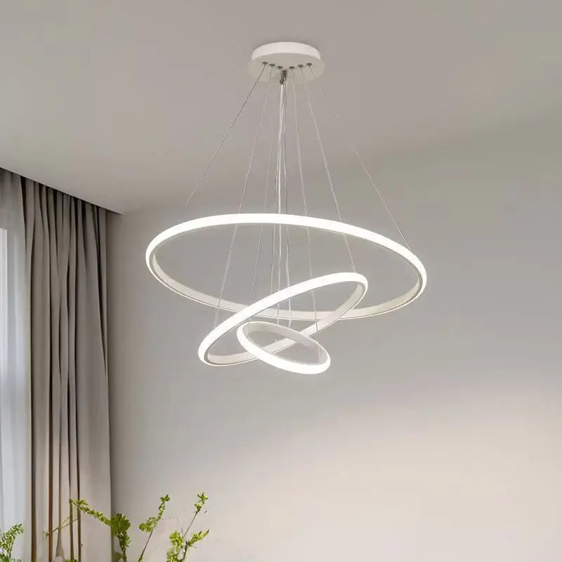 Lámpara Colgante Nórdica de Círculos Sencillos Lámpara de Araña LED de 3 Anillos luces para Comedor Bar Sala de Estar Lámpara de Araña Decoración del hogar tipo Loft