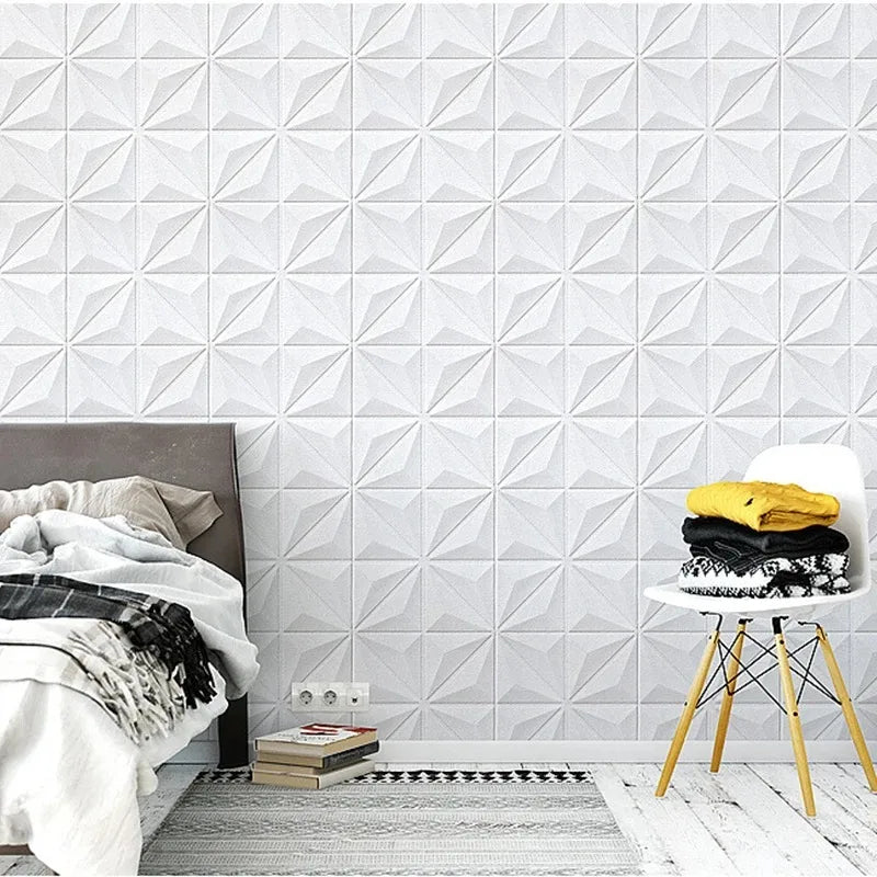 Pegatinas de pared 3D para dormitorio, techo, 35x35cm, papel tapiz, decoración de habitación, anticolisión, fondo impermeable, despegar y pegar