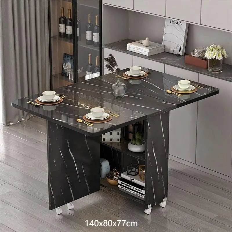 Mesa de comedor plegable multifuncional para el hogar, con ruedas, móvil, rectangular, para restaurante y dormitorio.