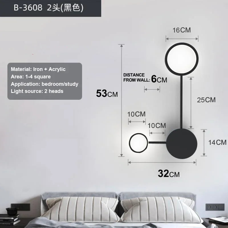Lámpara de pared moderna nórdica LED, luz de pared minimalista para sala de estar, dormitorio, escalera, decoración del hogar, apliques de pared junto a la cama