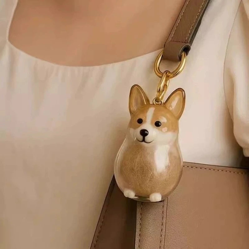 Caja de almacenamiento transparente con colgante para pelo de perro, colección de pelo de Golden Retriever, Corgi, Samoyedo, Labrador, llavero para guardar pelo