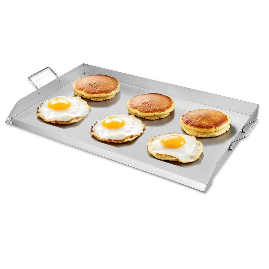 Plancha de acero inoxidable de 36x22 pulgadas, placa rectangular universal de superficie plana para parrilla de gas, barbacoa, Teppanyaki, utensilios de cocina portátiles con asa