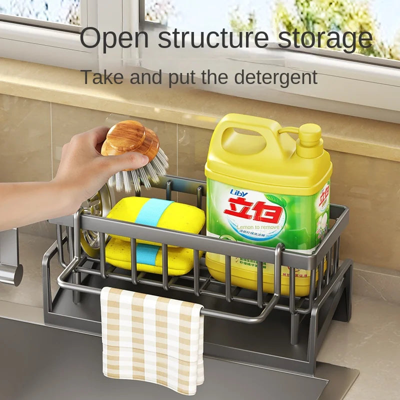 Estante de cocina, escurridor de trapos, estante de almacenamiento sin perforaciones, especiero de casa, grifo de fregadero, escurridor de fregadero, accesorios de cocina