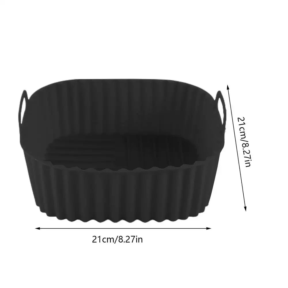 Recipientes de silicona para freidora de aire, cuadrados, cesta para freidora de aire, plato, utensilios de cocina, reutilizables, antiadherentes, molde para pizza, accesorios de cocina para horno