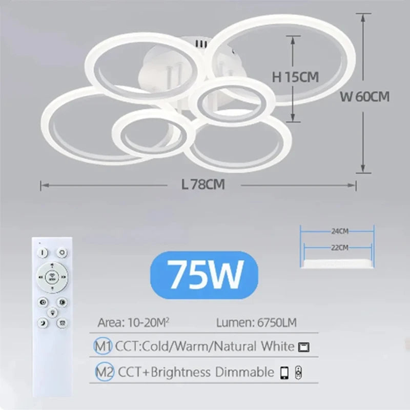 Modern LED chandelier with remote control home lighting ring ceiling light living room bedroom lighting kitchen  Lamps for room