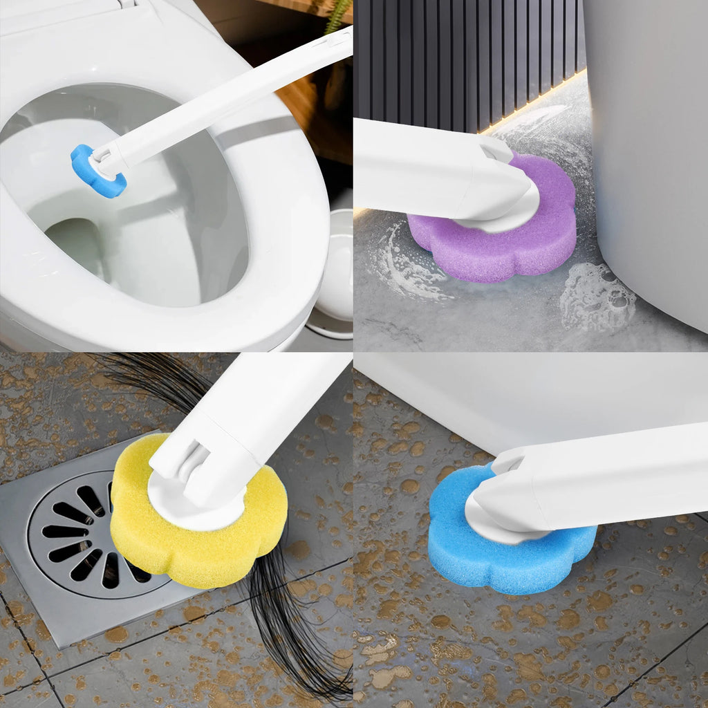 18-36 cepillos de inodoro desechables con mango extendido, soporte para cepillo de inodoro, kit de limpieza, cabezal de repuesto, limpieza profunda de 360°