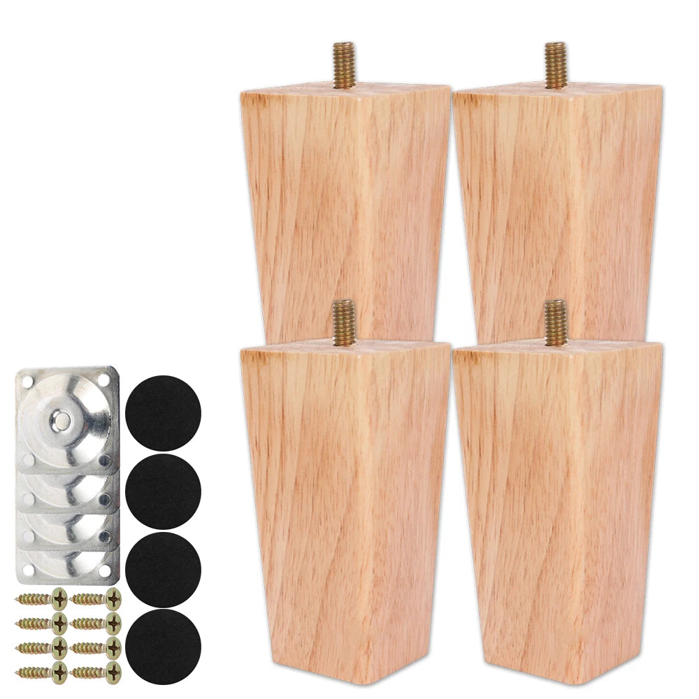 4 patas cuadradas para muebles de 6/10/15 cm, patas de muebles de madera maciza para cama, sofá, mesa, patas de repuesto para silla, sofá, armario