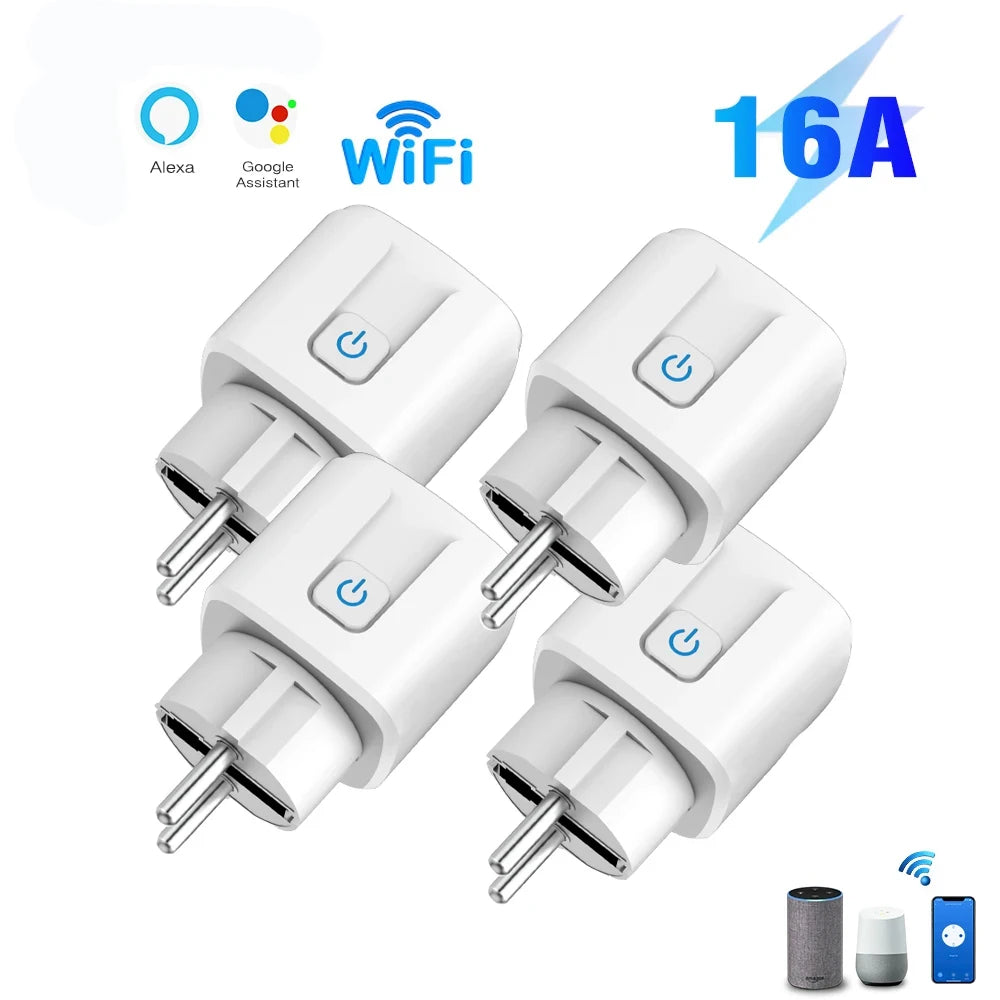 Tuya WiFi Smart Plug 16A/20A Enchufe Inteligente UE Con Monitor de Energía Temporizador Smart Life Compatible con Alexa Google Home Yandex SmartThings