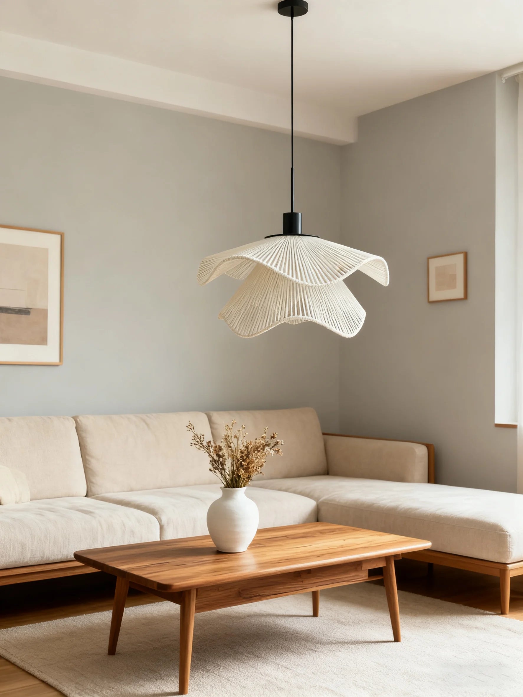 Lámpara colgante LED E27 estilo Wabi Sabi con cuerda de cáñamo, luces cálidas para sala de estar, dormitorio, restaurante, iluminación de decoración del hogar