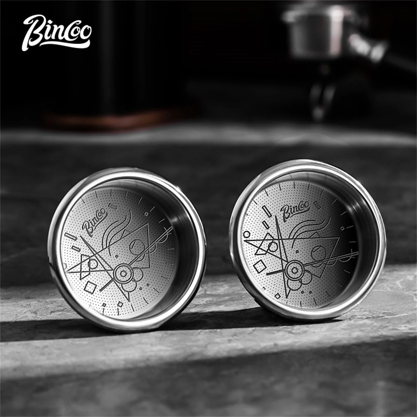 BINCOO Cesta de filtro de alta precisión 51/58.5mm, Cesta de portafiltro 16/18/20g Tazón de polvo de extracción para máquina de espresso Mango de café