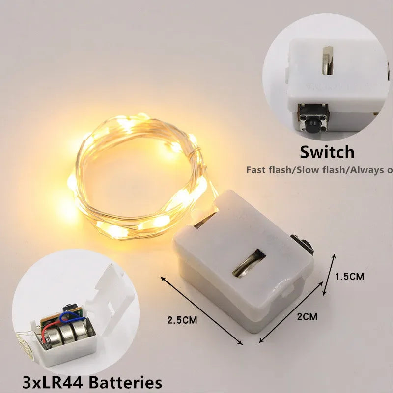 Luces LED de hadas, cadena de luces con pilas de botón, decoración de guirnalda para Navidad, boda, Año Nuevo, dormitorio, sala de estar, jardín