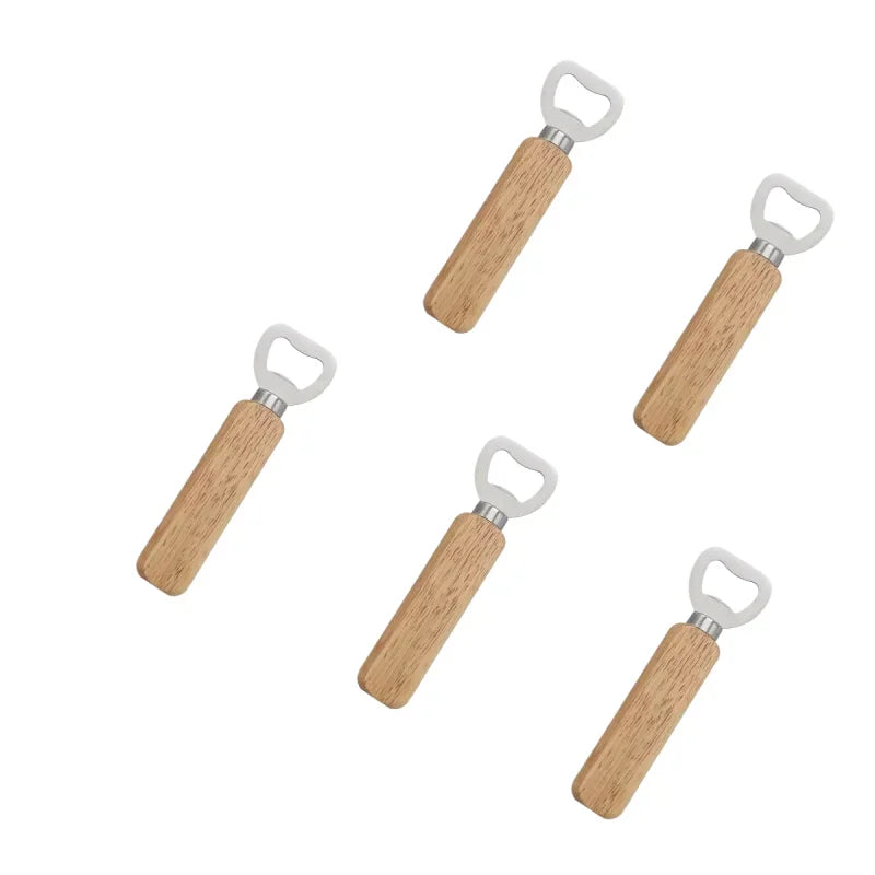 Popular abrebotellas con mango de madera de acero inoxidable engrosado, apto para abrir bebidas alcohólicas y no alcohólicas.