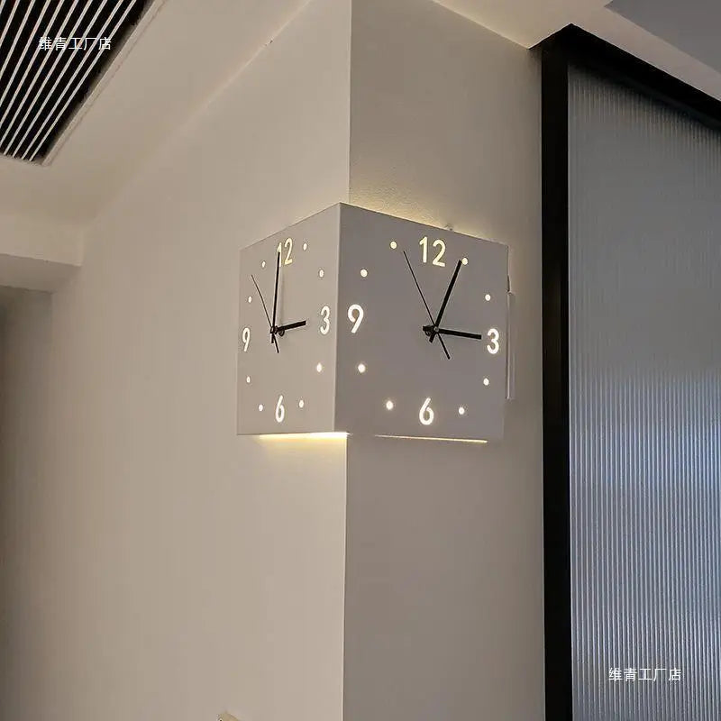 2026Reloj de pared de doble cara, sencillo y creativo, para esquina, reloj de doble cara, sala de estar, reloj de esquina silencioso, universal