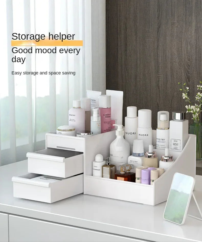 Save space Drawer-type Cosmetics Storage Box Skin Care Products Desktop Dormitory Desk Dressing Table Facial Mask Lipstick Shelf
