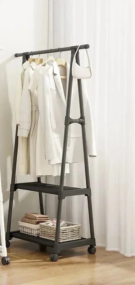 Estante para ropa multifuncional de pie, perchero móvil sencillo, perchero para dormitorio que ahorra espacio, organizador de ropa para el hogar