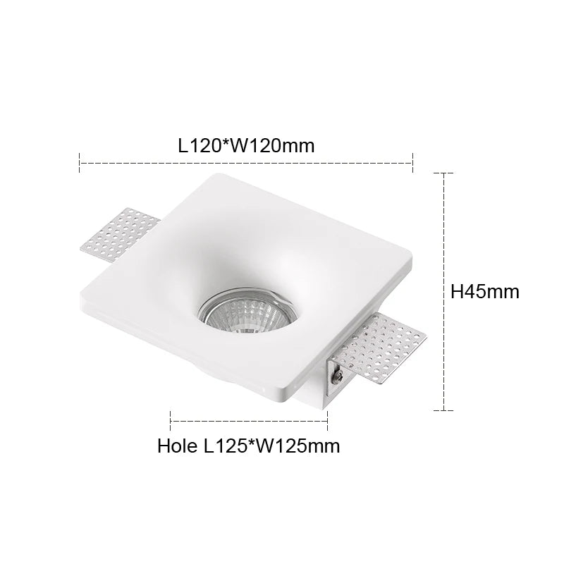 Recessed Gypsum Downlight Ceiling Lamp GU10 LED Anti-Glare Embedded Borderless Spotlight Living Room Bedroom Aisle Home Lighting