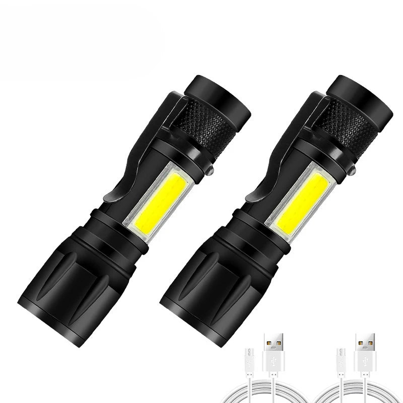 Linterna LED Recargable con Zoom y Pantalla LCD 3 Modos Impermeable Linterna de Mano de Alta Potencia para Camping al Aire Libre