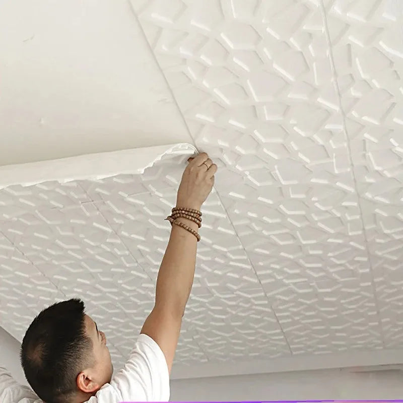 5-20 unidades 35*35cm Techo 3D Decoración Hogar Dormitorio Fondo Papel Tapiz Adhesivo Impermeable Pegatinas de Pared Anticolisión