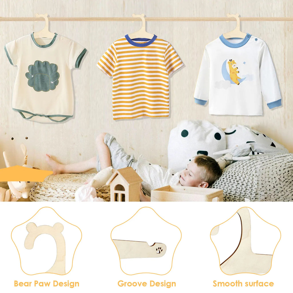 20 Perchas de Madera para Bebés, Lisas, Mini Perchas de Madera para Niños Pequeños, Estante para Ropa, Regalo para Niños, Hogar, Cuarto de Princesas para Niñas, Decoración de Guardería