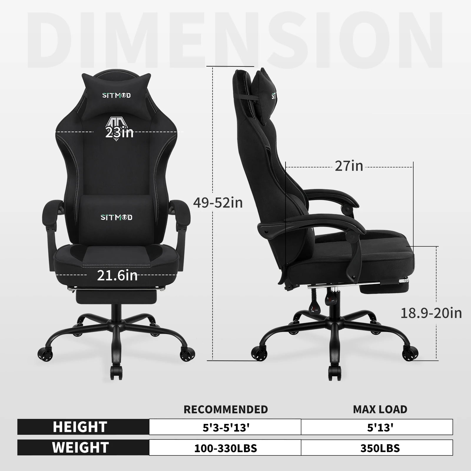 Silla gaming con ajuste de altura y giro de 360° - Silla de ordenador con reposapiés y soporte lumbar, reposacabezas para oficina o gaming