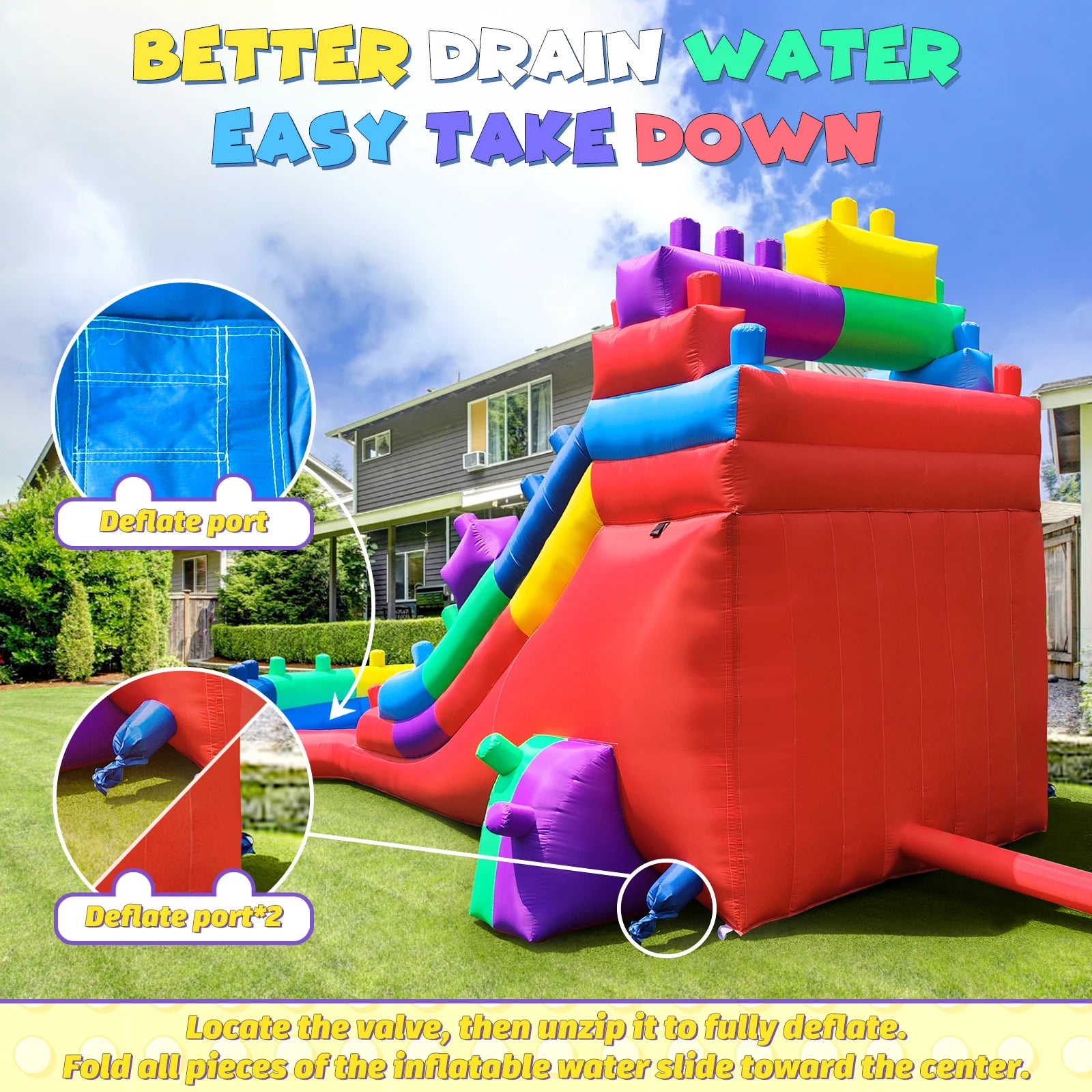 Tobogán acuático inflable con piscina de chapoteo para adultos y niños Incluye patio trasero, juegos de agua al aire libre La mejor diversión al aire libre