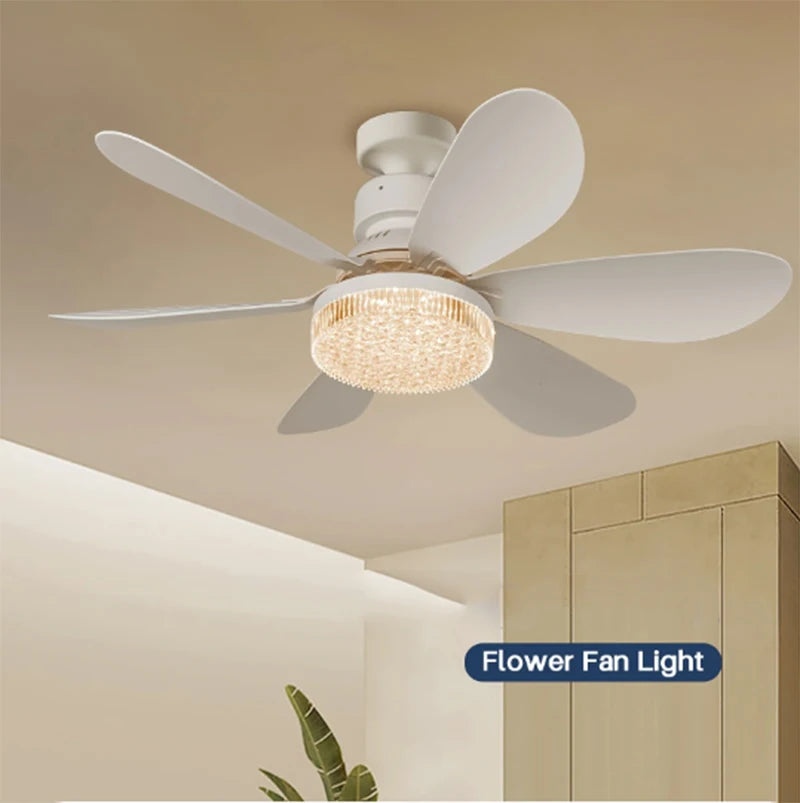 Pequeño Ventilador de Techo con Luz Tipo Tornillo E27 con Control Remoto para Sala de Estar Dormitorio 40W LED Lámparas de Ventilador Cocina Decoración del Hogar