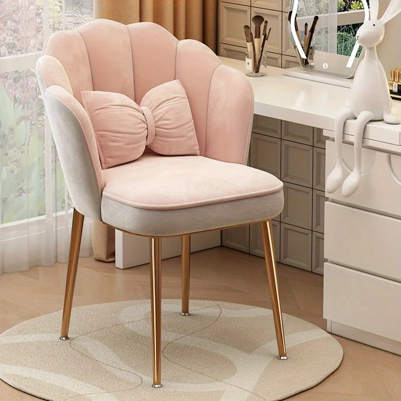 1 silla de maquillaje con respaldo en forma de pétalo, silla casual para dormitorio, sala de estudio, sala de estar y dormitorio universitario