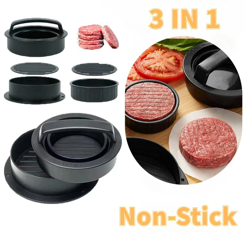 Prensa para Carne de Hamburguesa Redonda Antiadherente para Hamburguesas Rellenas, Molde para Empanadas de Carne a la Parrilla, Accesorios de Cocina