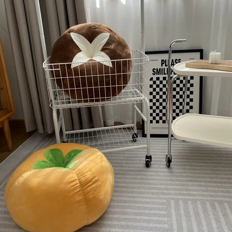 Cojín Engrosado con Almohada en Forma de Tomate Vegetal Champiñón Caqui Cojín Redondo para Ventana Almohadas para Dormitorio