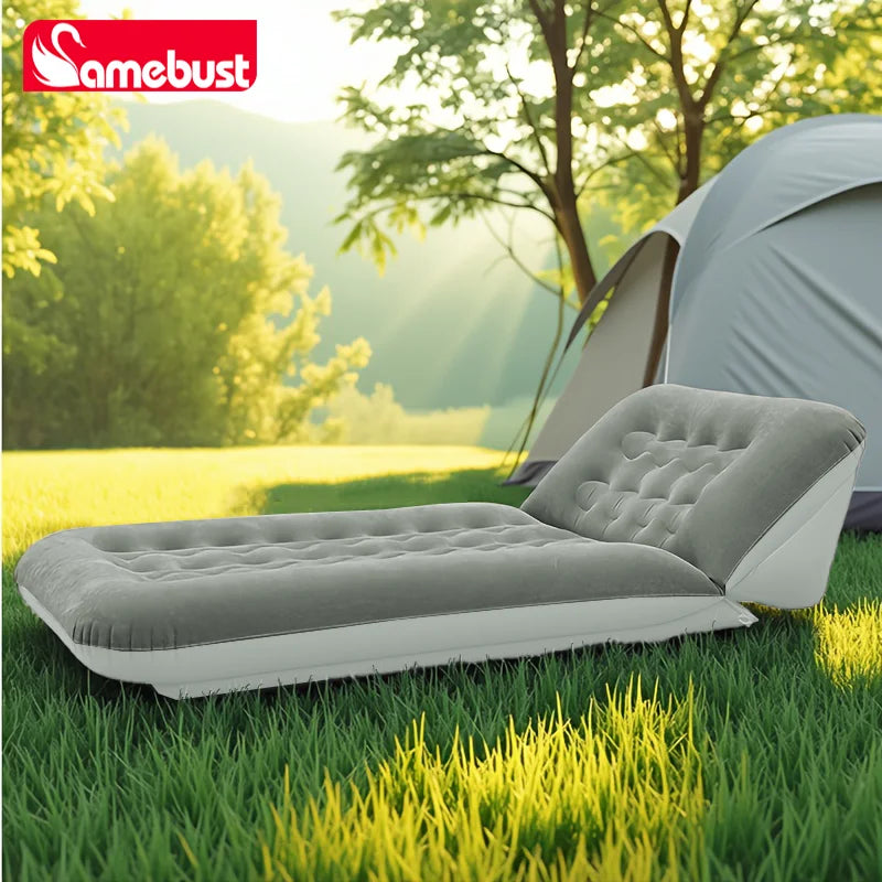 Camebust Colchón de aire hinchable, Colchoneta de camping ajustable para exteriores, Material de PVC flocado engrosado, Colchoneta portátil para dormir de viaje