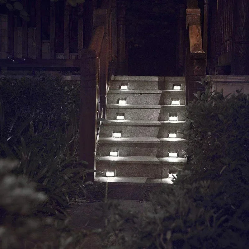 5 unidades de luces solares para escalones, 3 luces LED para exteriores, impermeables de acero inoxidable para escaleras, pasillos, senderos, jardines