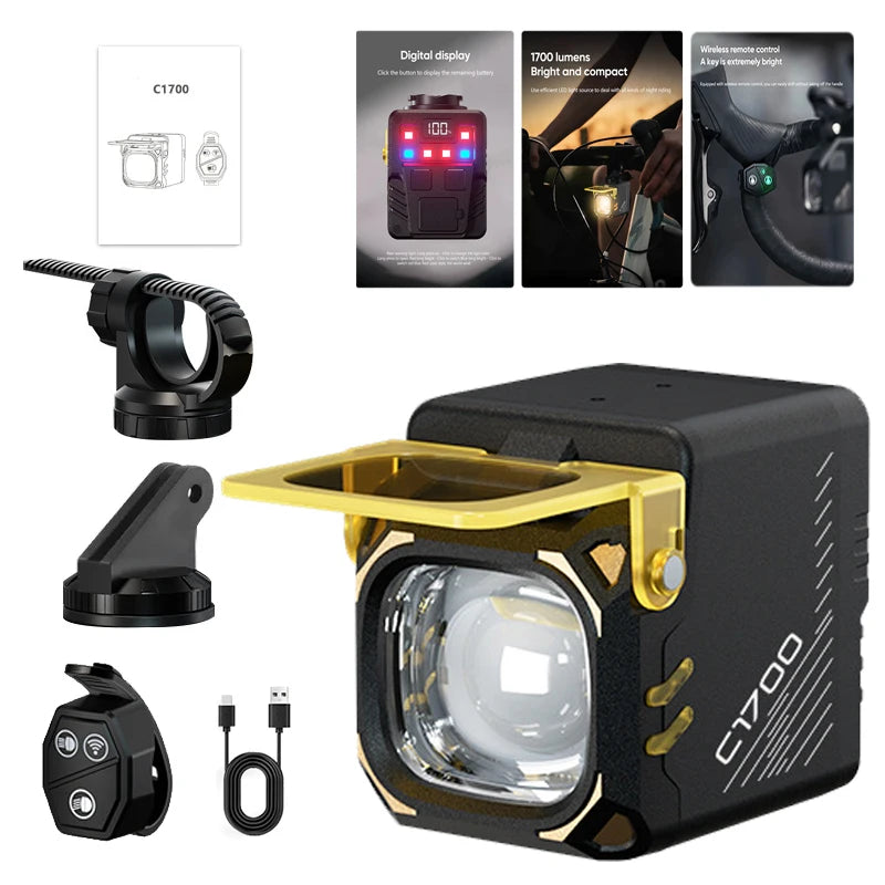 1700 lúmenes ZHIYU faro de bicicleta linterna de bicicleta manillar tipo C MTB carretera luz alta C1700 lámpara delantera accesorios de bicicleta