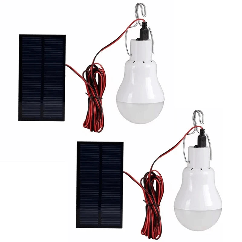 Bombilla LED Solar con Gancho Luz Exterior Impermeable Lámpara Solar de Camping Bombilla de Ahorro de Energía para Jardín Patio Sendero