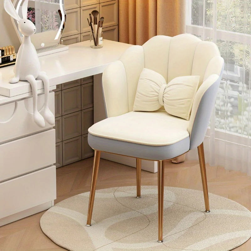 1 silla de maquillaje con respaldo en forma de pétalo, silla casual para dormitorio, sala de estudio, sala de estar y dormitorio universitario