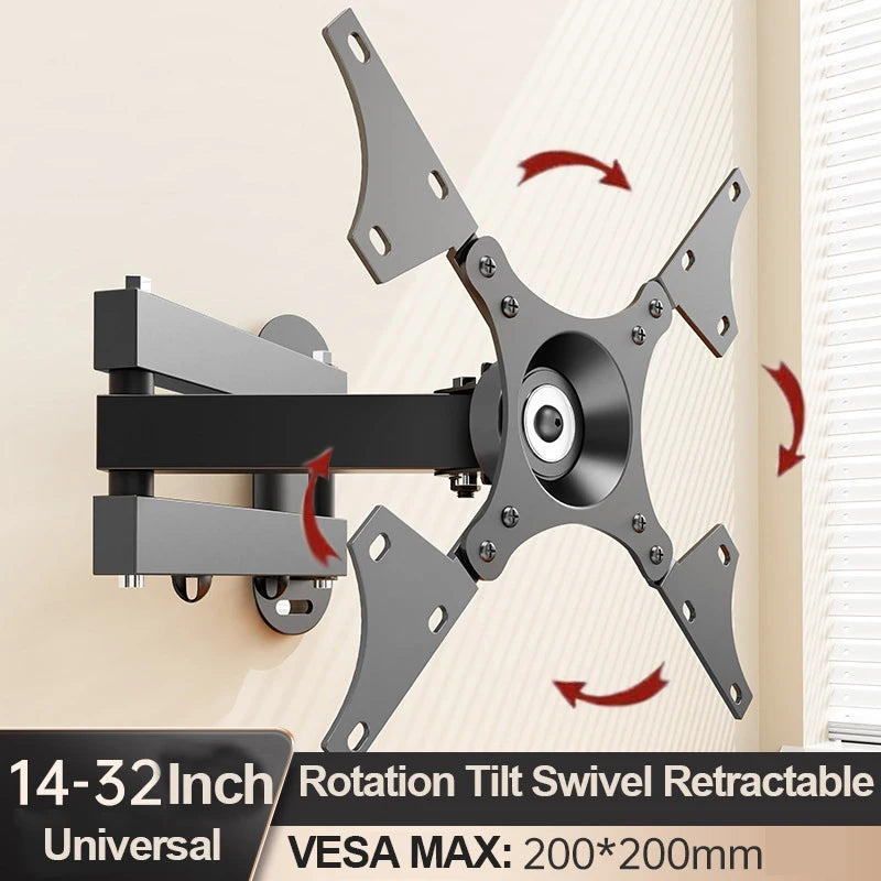 Soporte de pared para TV inclinable 20°, soporte giratorio 360°, soportes universales para TV de 10-32 pulgadas, monitor LCD LED de pantalla plana, Halloween