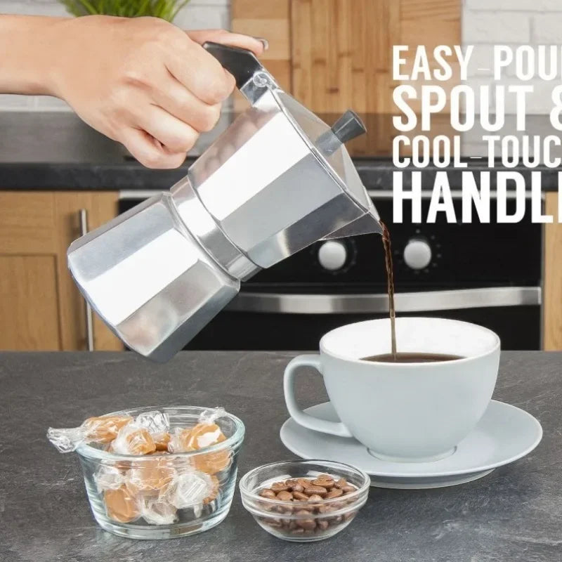 Nueva cafetera moka de aluminio de 50ml-600ml, cafetera espresso de estufa eléctrica doméstica, cafetera de extracción