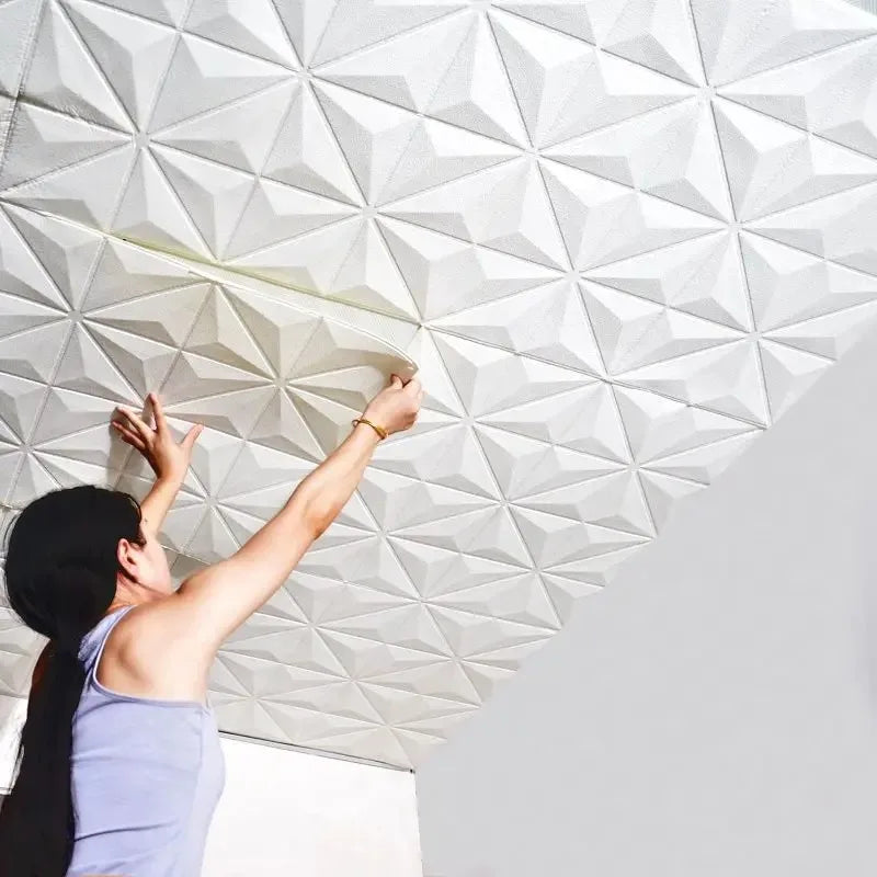 35*35cm 3D Wall Stickers Wallpaper Anti-collision Bedroom Waterproof Decoration Background Peel and Stick Ceiling Home Decor  ﻿