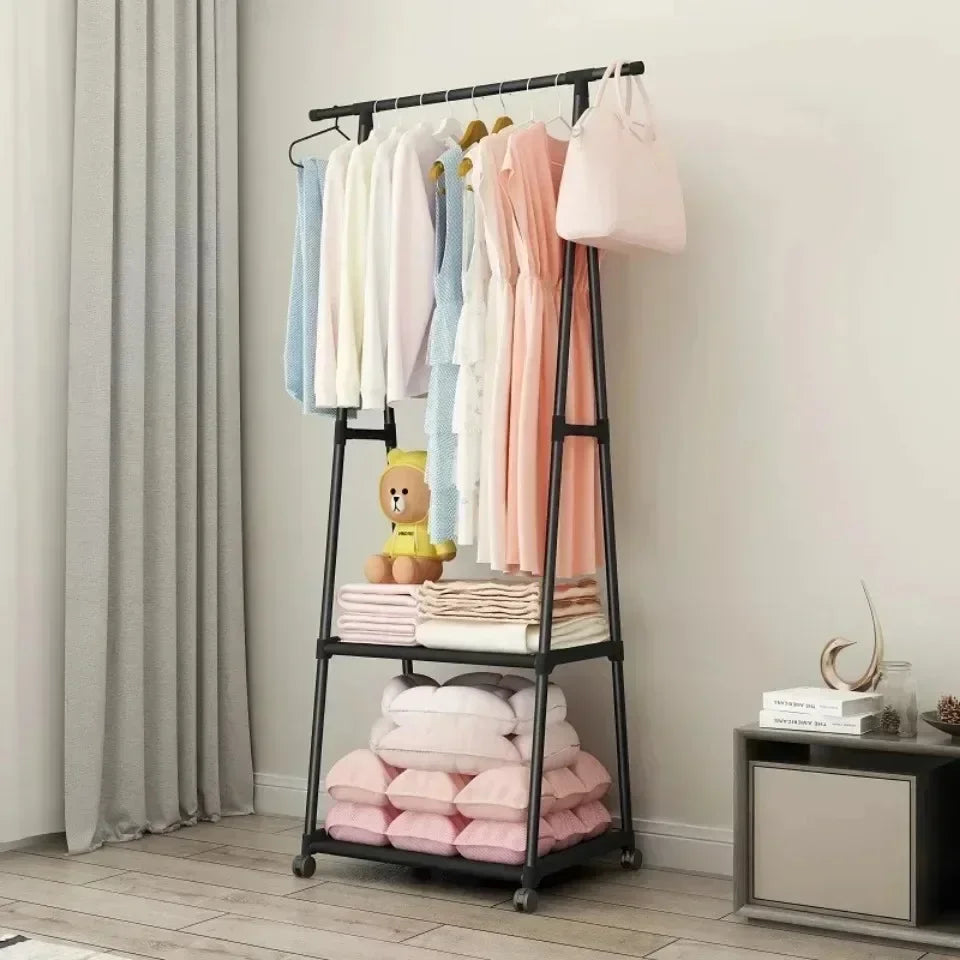 Estante para ropa multifuncional de pie, perchero móvil sencillo, perchero para dormitorio que ahorra espacio, organizador de ropa para el hogar
