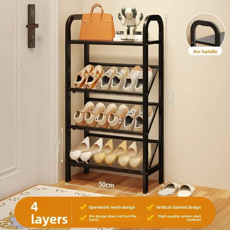 Zapatero de acero para puerta, doméstico, sencillo, ahorro de espacio, metálico, multi-capa, armario estrecho para zapatos